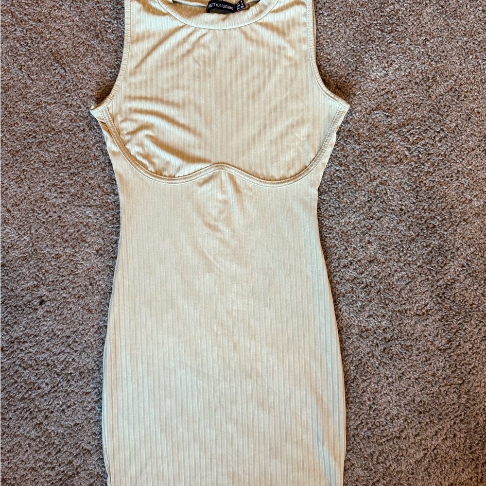 PrettyLittleThings Sage Green Rib Bust Detail Bodycon Dress